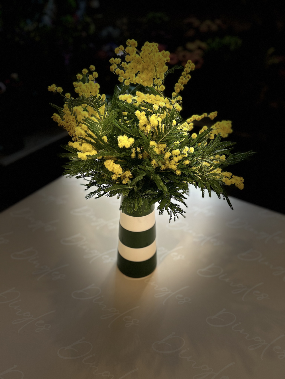 Fresh Mimosa in a CornishWare Vase - Mothers Day by Dingles